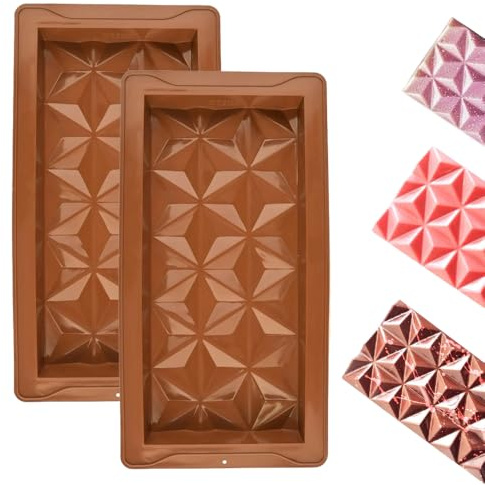 2 Pcs Deep Chocolate Bar Molds Silicone Chocolate Bar Molds Non-Stick Candy Bar Mold for Baking Enthusiast Making Chocolate Designs Candies Desserts