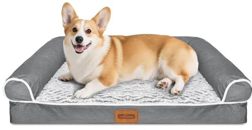 Nobleza Cama Ortopedica para Perros Extra Grande 91x68x18cm, Cama Perros Medianos Lavable con Espuma Viscoelástica, Sofá Perro Desmontable, Color Gris
