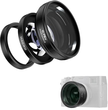 Freewell 2-in-1 Wide Angle & Macro Lens Compatible with Fuji X100VI/X100V – Versatile Design, Enhanced Magnification(Black)