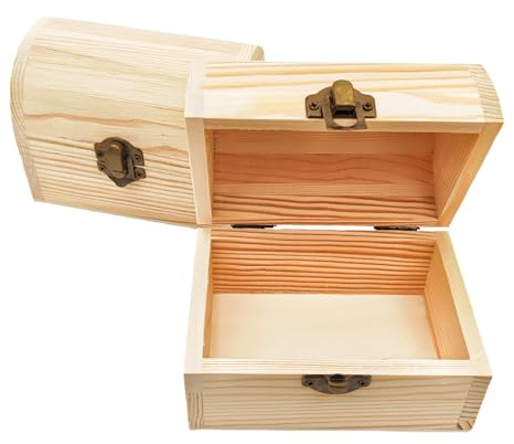 Anktily 2 pezzi di cassette in legno curvato, 12 x 8 x 9 cm, legno di pino non verniciato, scatole portaoggetti con coperchio, organizer fai-da-te in stile rustico per gioielli, souvenir e decorazioni