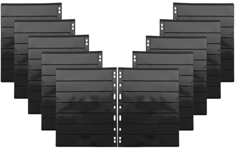 JECOMPRIS Álbum de Sellos Transparente 10 Hojas Pvc Doble Cara, Portamonedas Plástico Reutilizable para Colección de Sellos y Billetes, Páginas Almacenaje para Tarjetas y Postales, Uso