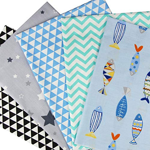 aufodara 5pcs 50 x 50 cm, diseño de retales algodón Tejido Telas DIY Patchwork hecho a mano Costura Quilting tela diseños diferentes (Multicolor-C)