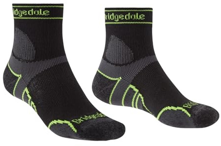 Bridgedale TRAIL RUN men's Lightweight T2 Merino Sport 3/4 Crew socks Targeted Cushioning Y heel prevent slippage Running Ultra Events