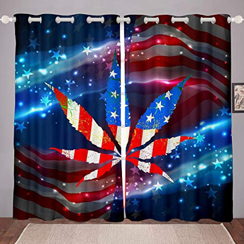 Cortinas de hojas de cannabis, hojas de marihuana, cortinas americanas para dormitorio, marihuana, hojas de malezas, ventanas, decoración de cáñamo, decoración de habitaciones, W46 x L72