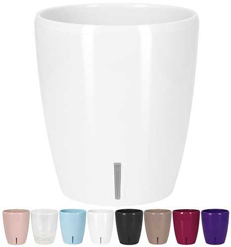 Santino Fioriera Orchidea D 15cm Vaso Autoinnaffiante Con Sistema Stoppino e Indicatore Del Livello Dell'acqua Per Interni (Ø 15cm - 2L - Bianco)
