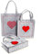 Logbuch-Verlag 3 kleine Geschenktaschen Filztaschen grau rot mit Herz als Geschenk Verpackung Geburtstag Hochzeit Filz