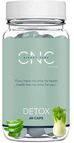 CNC DETOX Drenante Forte Dimagrante e Diuretico, Purificante Colon Fegato Intestino, Elimina Tossine e Liquidi, con Aloe Vera, Carbone Attivo, Finocchio ed Enzimi Probiotici 100B