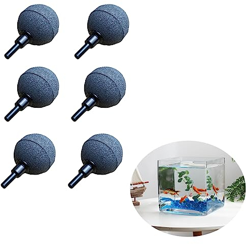 Eterspr 6 Stück Aquarium Luftstein Ball, Aquarium Luftausströmer, Aquarium Luftstein, 4mm / 8mm Schlauch Anschließbar, für Teiche, Aquarien und Fisch Tank