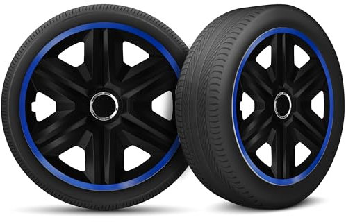 Radkappen 16 Zoll Radzierblenden 4er Set passend für alle Stahlfelgen - Einstellbarer Sicherungsring - Schwarz Blue