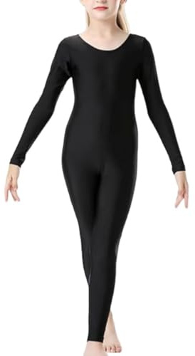 P&R DANCEWEAR LTD Girls Full Sleeve Footless Catsuit Scoop Neckline Footless Dance Unitard for Ballet, Dance, Acrobatics, Gymnastic Performance