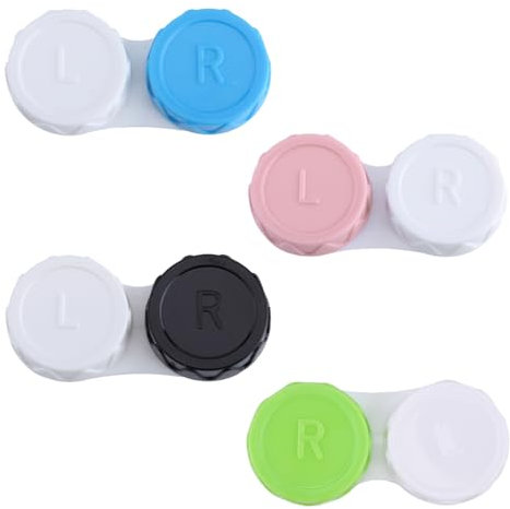 Tabanzhe 4 Pack Contact Lens Cases - Contact Lens Holder Boxes for Left/Right Eyes, Multi-Colored Contact Lens Containers - Contact Lens Duo Case Case (4 Colors)