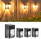 RIREKIS Solar Fence Lights Outdoor Garden, 4 Pack Waterproof Solar Lights Outdoor Garden Fence Wall Light for Patio Gate Yard Stair Decoration, Warm White 3000K