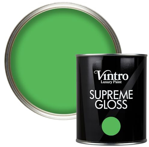 Vintro Paint | Gloss Paint | for Walls | Wood | Trim | Gloss Furniture Paint | Interior & Exterior Use. 1 Litre (Green - Rainforest)