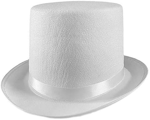Xuanxi Chapeau haut de forme jazz Fedora chapeau melon chapeau jazz porc tarte chapeau jazz chapeau fedora à paillettes chapeau haut-de-forme Ringmaster chapeau, 13 cm de haut, blanc, 2-3
