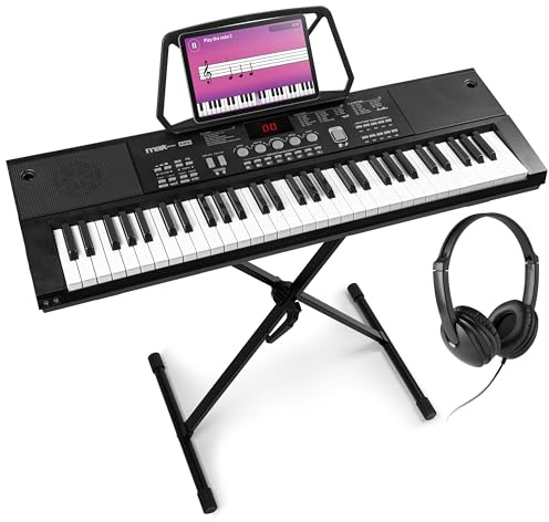 MAX KB15 - Piano digital de 61 teclas con soporte y auriculares