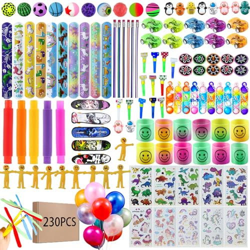 WAORZMK Party Bag Fillers for Kids - 230PCS Birthday Party Favours Unisex - Assortment Bulk Small Toys Classroom Prize Rewards Goodie Loot Bag Pinata Fillers for Boys Girls