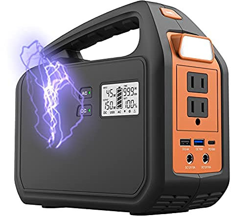IYUESQ Generador portátil con batería, 42000 mAh, Fuente de alimentación portátil de Emergencia Recargable con energía Solar para Exteriores, 150 W, Fuente de alimentación con inversor de