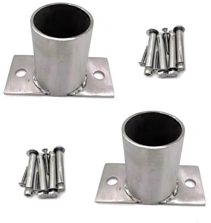 Supporto Base per palo Set Di 2 Basi Di Ancoraggio Per Cassette Postali Rotonde, Protettore Del Palo Della Coperta In Acciaio Inox, Flangia Del Pavimento Del Palo Del Recinto(Dia 30mm)
