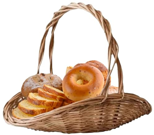 Cestas de Verduras para Cocina | Cesta De Flores De Mimbre Con Asa | Accesorios de Cocina de Gran Tamaño, Decoración del Hogar Contenedores de Alimentos para Picnic, Fiestas y Decoración de Boda