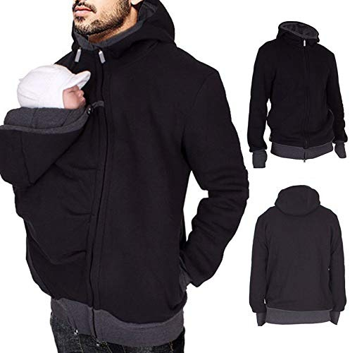 Modeewel Maternity Fashion Maternity Jacket Men's Fleece Jacket Hoodie Dad Mum Baby Insert Maternity Jackets Multifunctional Carry Jacket Carrying Coat Maternity Coat Winter Warm Kangaroo Hoodie