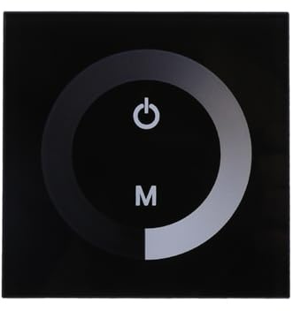 Jelquix LED Dimmer Switch Touch Panel Väggbrytare, 12V-24V Enkelkanals Ljuskontroll, Justerbar Ljusstyrka för Enfärgad LED Strip (Svart)