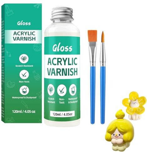 Hyleon 120ml Air Dry Clay Glaze with 2 Brushes, Varnish to Prevent Crack and Yellow, Waterproof Clay Varnish for Air Dry Clay, Ceramic, Pottery, High-Gloss Glaze Effect, Easy to Use