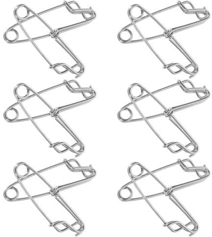 ERINGOGO Lot de 12 Agrafes de Pêche en Acier Inoxydable 18X60 MM Émerillons à Agrafe Haute Résistance Antirouille pour Pêche en Mer Connecteurs à Dégagement Rapide pour Leurres et