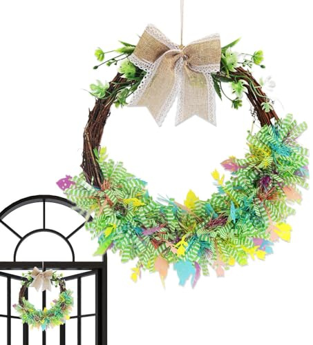 Corona di Primavera, 38 cm, e gigli artificiali, per feste, decorazione di Pasqua per interni e casa, per interni, feste, uffici, tavoli, divani, librerie, comodini