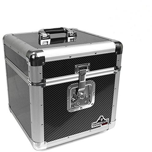 Gorilla GC-LP100 100x 12 Vinyl Record Storage Case Box (Carbon Black) with Free Cleaning Cloth