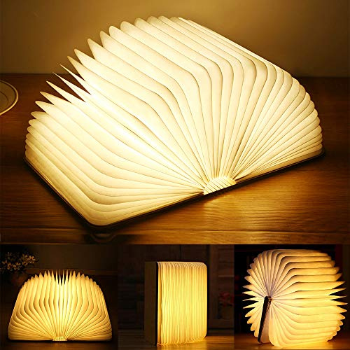 Yuanj Lámpara de madera de lectura con luz cálida