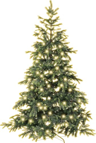 infactory Künstlicher Tannenbaum: Künstlicher Weihnachtsbaum mit 500 LEDs und 70 Ästen, 225 cm, grün (Elektrischer Weihnachtsbaum, künstlich wie Echt, Naturgetreuer Beleuchtung)