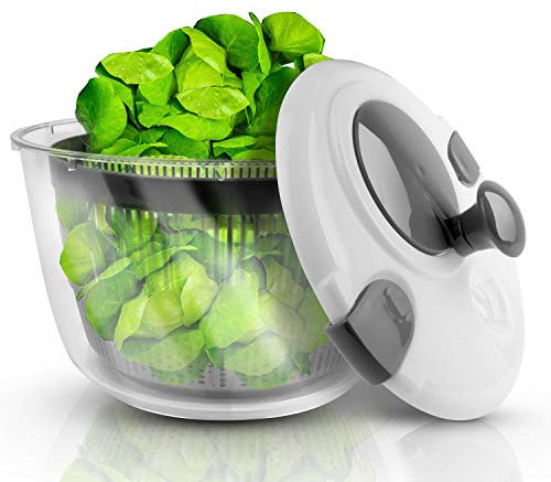 Salatschleuder | Salad Spinner 4 Liter | Lacari ORIGINAL Salatschleuder mit Deckel | Salatschleuder Groß | Eisbergsalat Siebeinsatz | Salatschleuder mit Ebook | Salat Schleuder Neue Gen. 2023