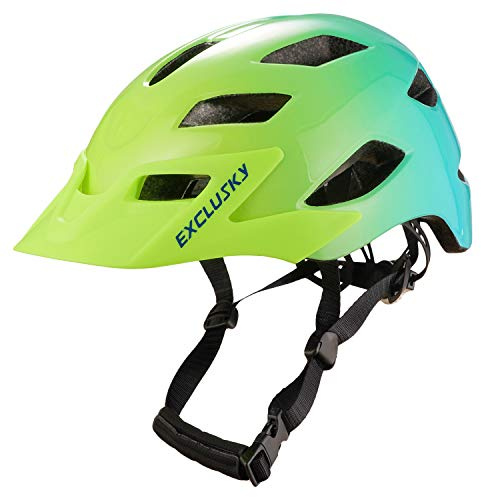 Exclusky Casco Bici Uomo Donna Casco da Bicicletta MTB Casco Monopattino Elettrico Adulti con Luce di LED Visiera Caschi Bici da Corsa per Urbano 56-61CM