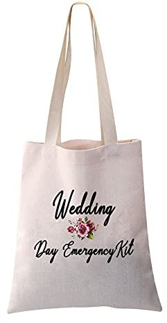 PXTIDY Bride Wedding Day Emergency Kit Bridal Shower Gift Wedding Survival Kit Makeup Bag Bride To Be Gift(tote bag)
