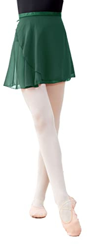 Daydance Girls Women Sheer Ballet Skirts Wrap Chiffon Over Scarf for Dancing, Dark Green, X-Large