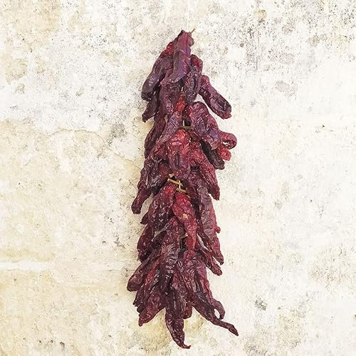 Collier de poivrons secs de Senise – à frire – idéal pour déguster sur une pizza, une salade, des pâtes, du poisson ou comme collation pour apéritif – Excellence Lucano
