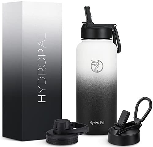 HydroPal Vacuum Insulated Stainless Steel Water Bottle, 1.9L/1.2L/1L/750ml/500ml- 2 Lids (Straw Lid and Spout Lid), 2 Straws Water Bottle for 12 Hours Hot & 24 Hours Cold, Great for Work, Travel