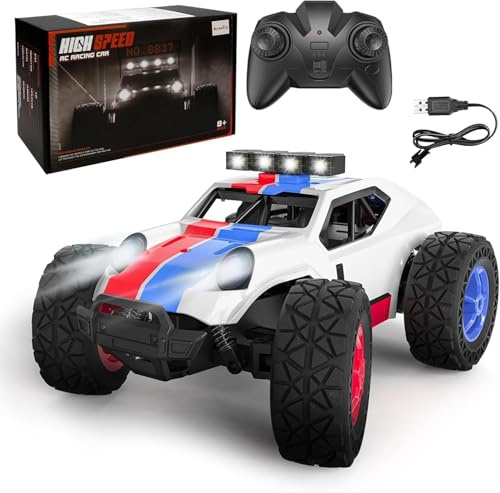 Kizeefun Voiture Télécommandée, 2,4 GHz 1/20 RC Voiture Véhicule Tout-Terrain 20 km/h Jouet Électrique Tout-Terrain 2 Piles 50 Min de Lecture Phare LED Cadeaux d'anniversaire de Fête Cadeau