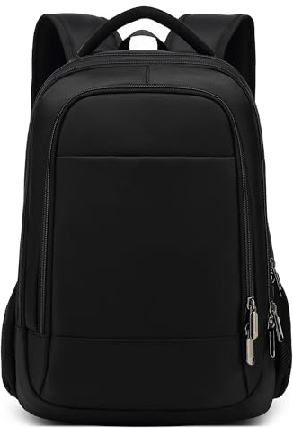 DEEVORCA Mode herrryggsäckar stora resor väskor för 45 cm bärbar dator med hörlurshål USB-port arbete camping skola multifunktionell vattentät herr ryggsäck, svart, L