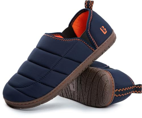LongBay Men's Outdoor Slippers Memory Foam Camping shoes Nylon Non-Slip Indoor Outdoor Navy Blue, 13