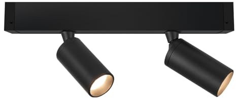 SCON Spots LED 2×5W 24V pour Système d'Éclairage sur Rail Magnétique, Lampe à 2 têtes Noire Dimmable ou Non-Dim avec CCT Optionnel (3000k/4000k/5000k/CRI 93/24°)