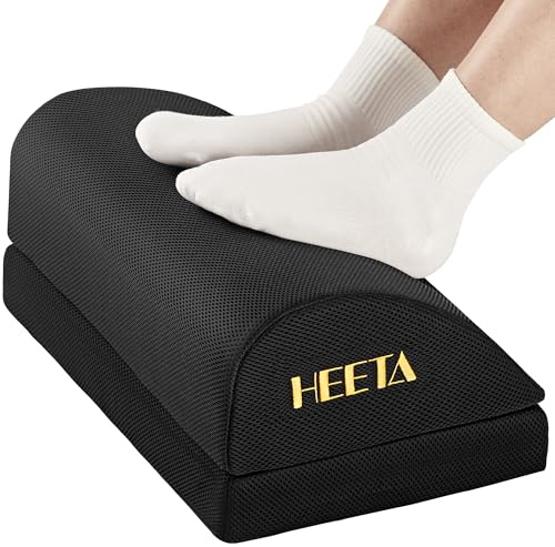 HEETA Foot Rest Under Desk, Ergonomic Footrest Adjustable 2 Optional Height Desk Foot Rest Foam Non-Slip Foot Stool for Home, Office & Gaming (Black)