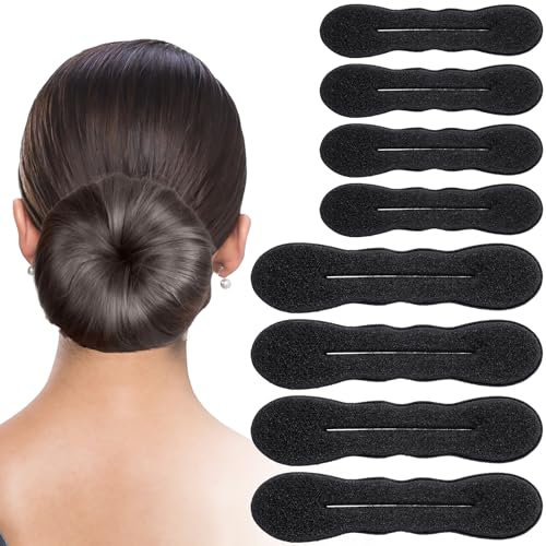 8Pcs Hair Bun Maker Black Magic Bun Makers for Hair French Hair Twister Hair Donuts for Buns Lazy Hair Curler Bun Clips Ballet Bun Kit Hair Updo Accessories for Women Girls Gifts (4 Large, 4 Small)