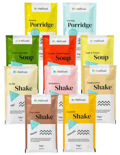 Habitual 10 Pack Meal Replacement Shake, Soup & Porridge Taster Box | NHS Provider | Helps Weight Loss & Diabetes Remission | Weight Loss Shake, Soups & Porridge Starter kit (Taster Box, Standard)
