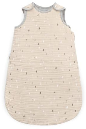 Ehrenkind® Musselin Babyschlafsack 2.5 TOG | 100% Bio-Baumwolle Natur mit Tropfen | Baby Schlafsack | 74/80 | Oeko Tex zertifiziert