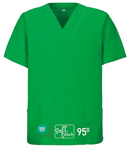EXNER Medizinischer Schlupf-Kasack, OP-Kasack, Unisex, für Krankenpflege, Altenpflege, Farbe Kelly Green, Größe 7XL