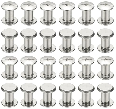 PATIKIL 24 Sets Chicago Screws, 6x10mm(DxH) Chicago Screws Phillips Binding Post Screw Bolts Leather Rivets 304 Stainless Steel Fasteners for Leather Belt Scrapbook Photo Albums, Silver