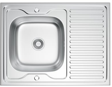 Melanstar Évier en acier inoxydable 80 x 60 cm - Montage encastré avec égouttoir et bonde