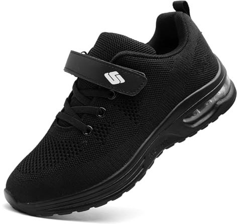 Unitysow Sneaker Casual da Bambini Ragazzi Scarpe da Corsa Scarpe da Ginnastica Unisex-Bambino Outdoor Camminata Tennis Scarpe Sportive Traspirabile Leggere,Tutto Nero,39 EU