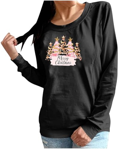 Womens Tops Christmas Sweatshirt Breastfeeding Blouse Double Side Zip Nursing Pullover Shirt Xmas Printed Cute Jumper Long Sleeve Plain Tshirt Ladies Fall Casual Sweatshirts Festival Blouses